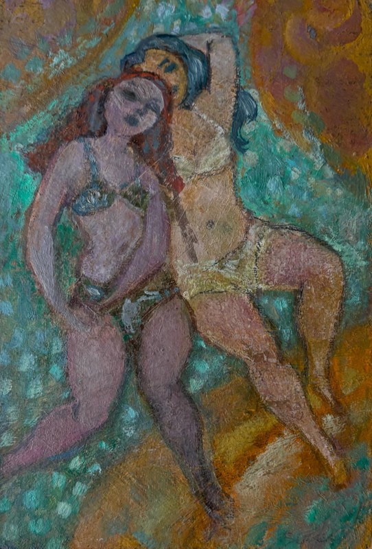 Miriam Slater small painting of 2 women impressionism 2005