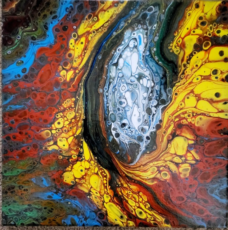 A acrylic pour paintings on canvas, Into The Void