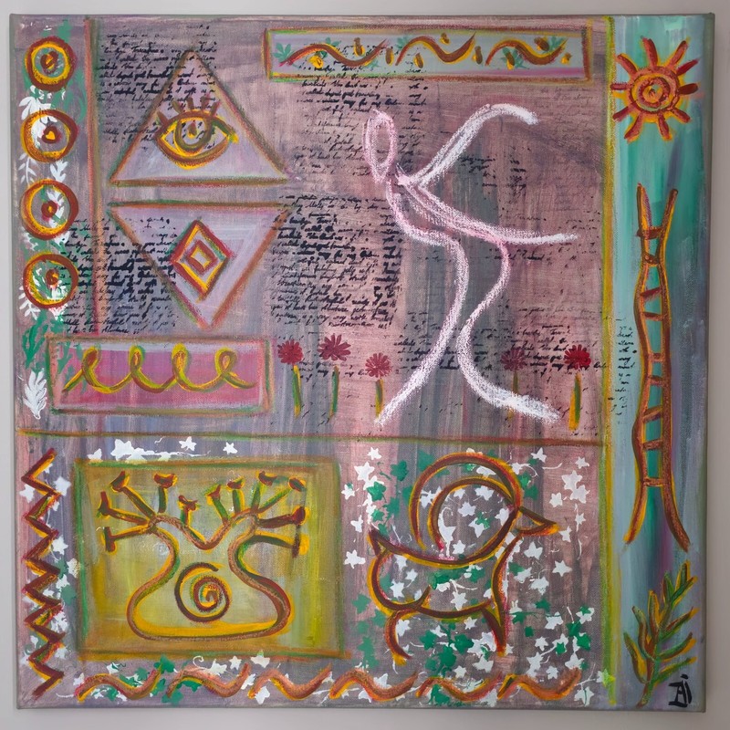 20 * 20″ original Painting stretched canvas fine modern art Azi Hs Dance Figure