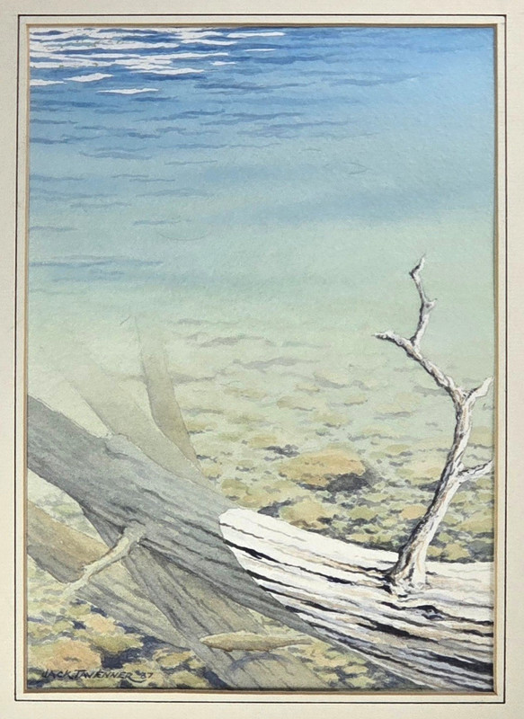 Original Jack Tavenner Watercolor Painting ~ Fly Fishing, Pacific Northwest, PNW gallery