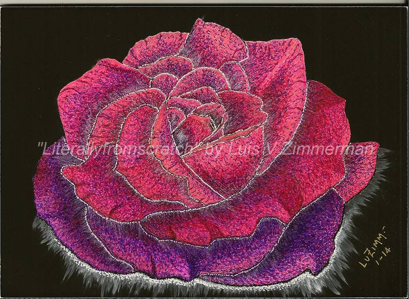 Ampersand Pro Board Original 5″x7″x1/4″ Purple Rose my Own Design Signed