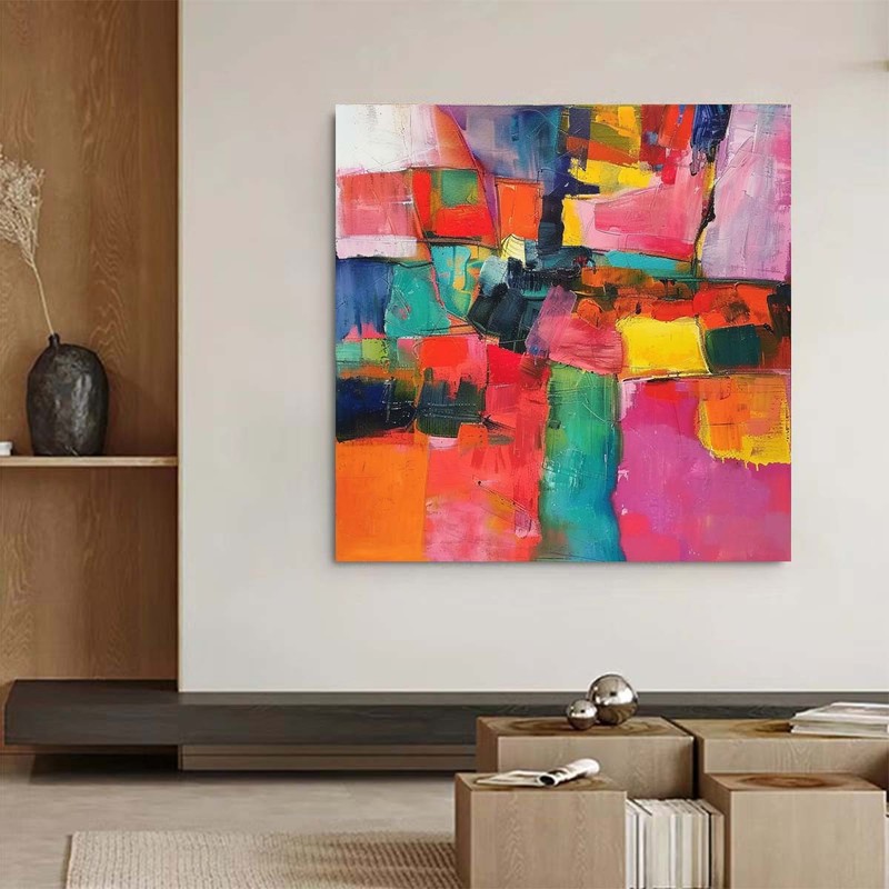 Handmade Oil Painting On Canvas Orange Abstract Wall Art Home Decor