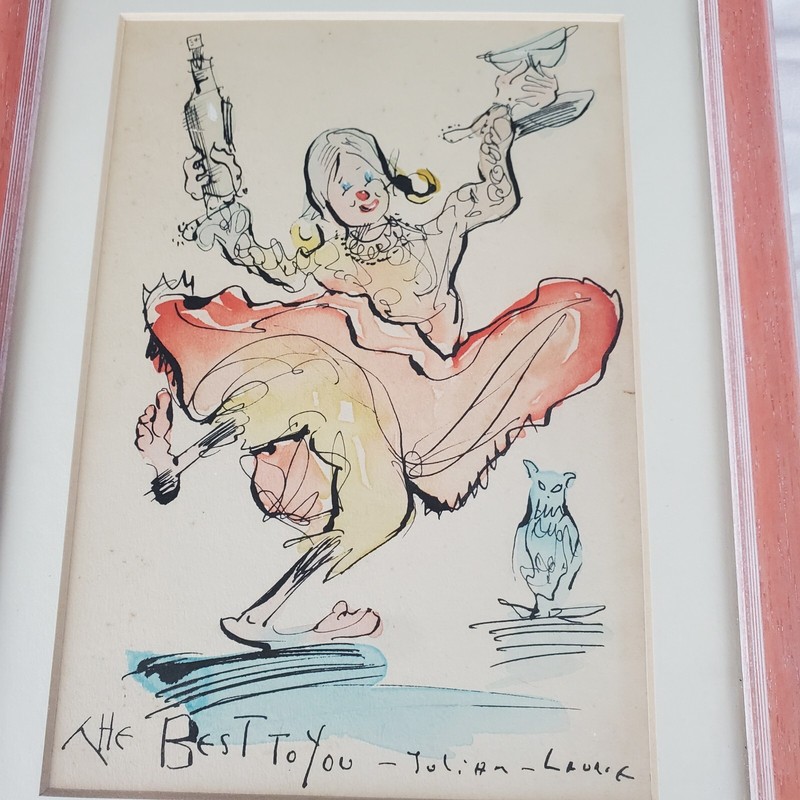 Original Signed Framed Art Dancing Clown Gypsy The Best To You Julian Laurie gallery