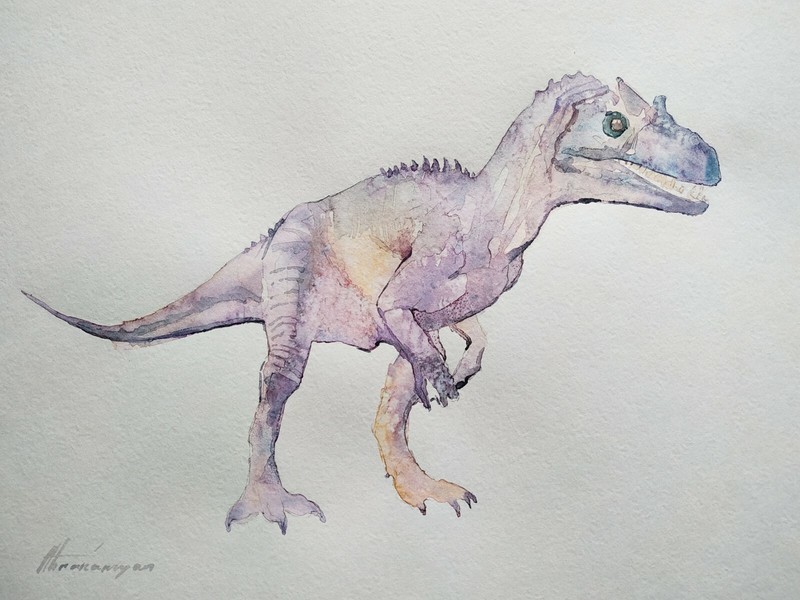 Tyranosaurus, Animal, Watercolor artwork, Handmade, Original painting on paper