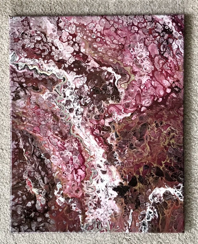 ACRYLIC POUR PAINTING – ORIGINAL Ready Hang 16 x 20 x .75 – RICKY MARTIN EBSQ
