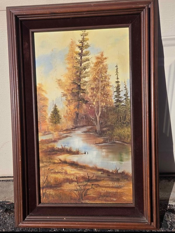 Painting On Canvas Original (15 in x 23 in) Autumn Landscape River Trees gallery