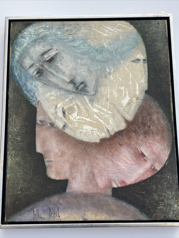 PARIS 1950'S PORTRAIT PAINTING MID CENTURY MODERN LISTED CUBISM ISREAL BRISEL gallery
