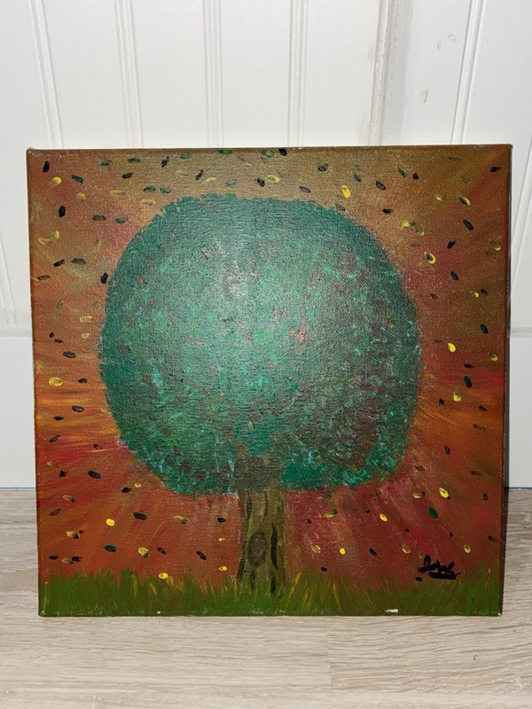 Signed Original Contemporary Tree Nature Canvas Painting, Unframed, Medium