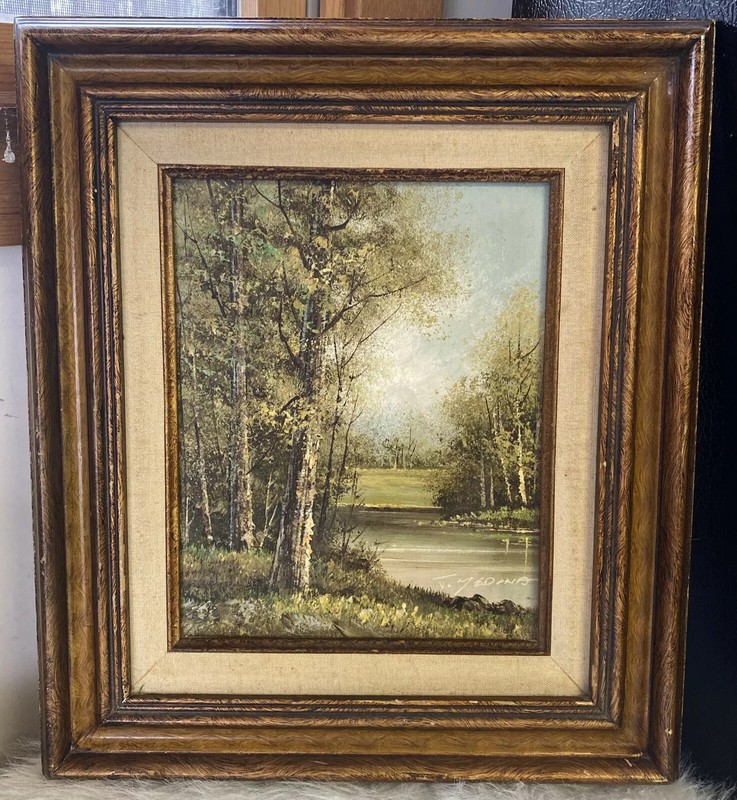 J. Medina Original Oil On Canvas 8 X 10 ~ Frame Measures 16” X 14”