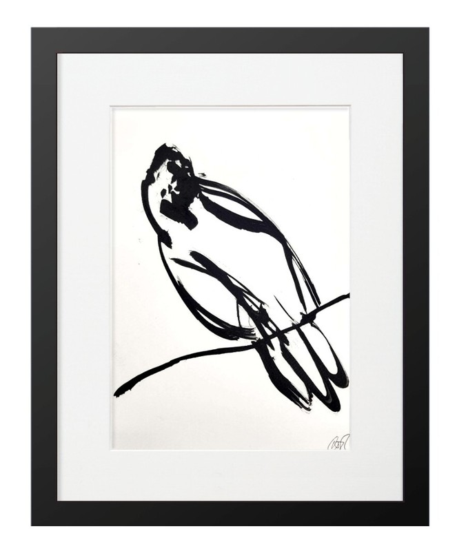 CORBELLIC ORIGINAL ART 10X7 ROBIN ABSTRACT EXPRESSIONISM PAPER FINE ART DECOR