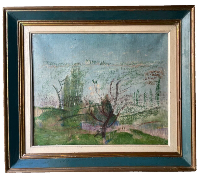 EDVARD MUNCH – EXPRESSIONISM – HILLY LANDSCAPE SPRING – ANTIQUE OIL ON CANVAS