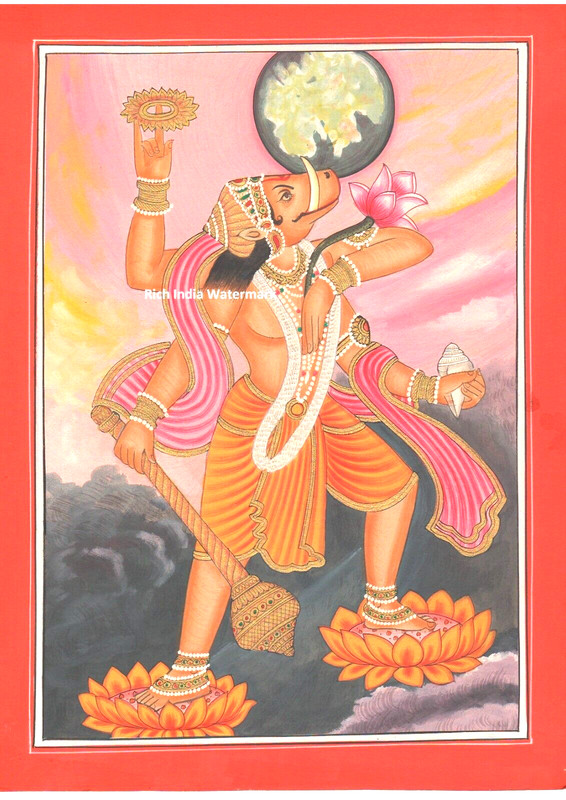 Hindu God Vishnu Avatar Varaha Indian Handmade painting Artwork Artist
