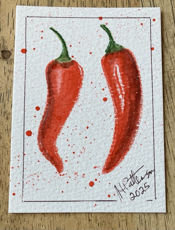 Red Hot Chili Peppers! Original Signed ACEO Watercolor and Pen/Ink 3.5×2.5” 🌶️
