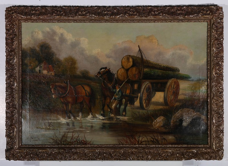 Harden Sidney Melville (1824-1894) - Mid 19th Century Oil, Hauling Timber gallery
