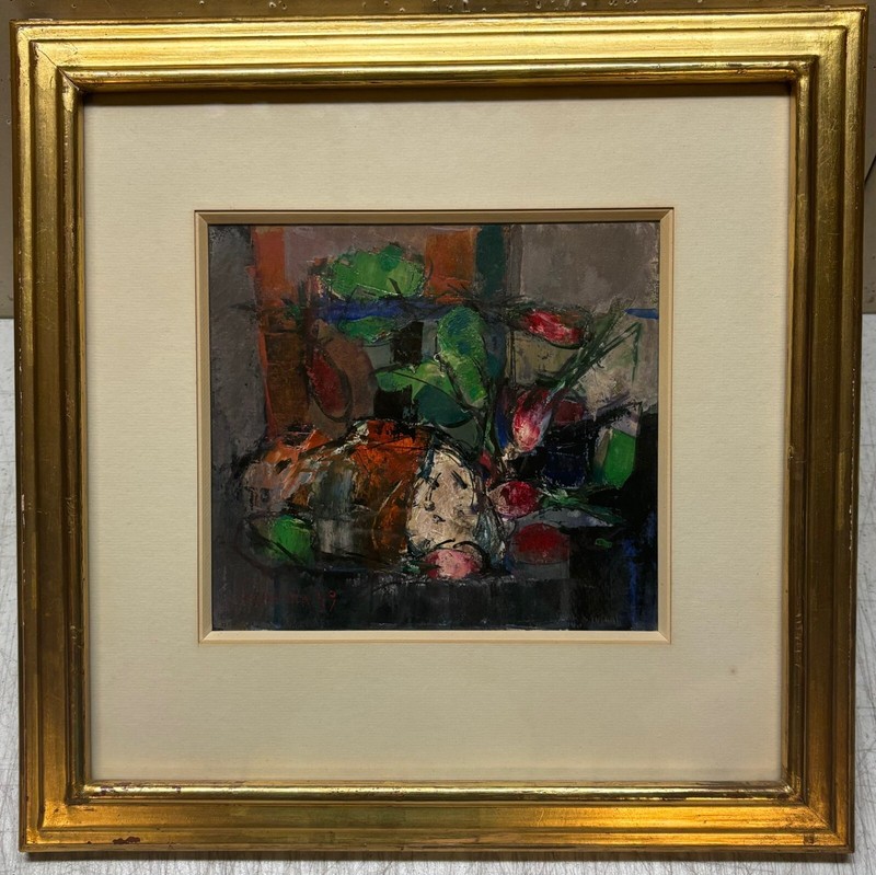 Original RAOUL PRADIER ‘Bread & Radish’ Still Life French EXPRESSIONIST Painting