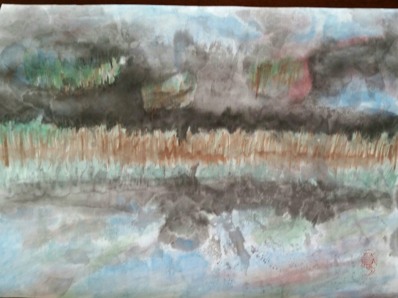 CHINESE WATER COLOR PAINTING BY HAMISH IN ROCK MOUNTAINS