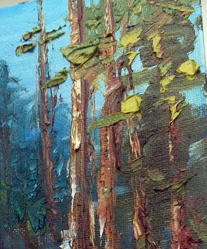 Pine Tree Forest Hidden House 7x9" Mount Rainier National Park Oil Painting gallery