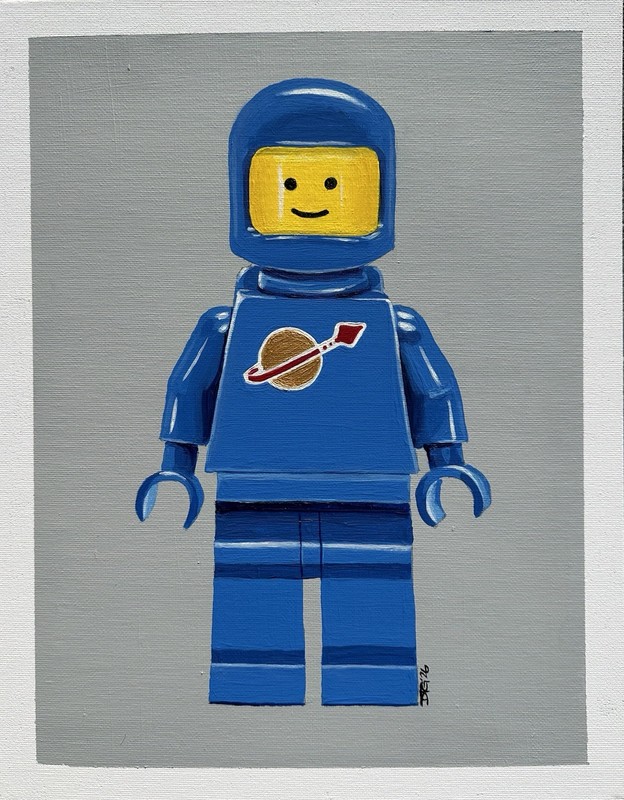 Lego Minifigure Blue Classic Space Acrylic Painting on 11×14” Canvas Panel