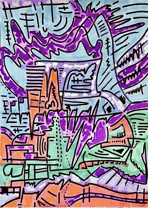 Modern Abstract Painting Graffiti Art Cubism AnimeCartoon Original Psychedelic