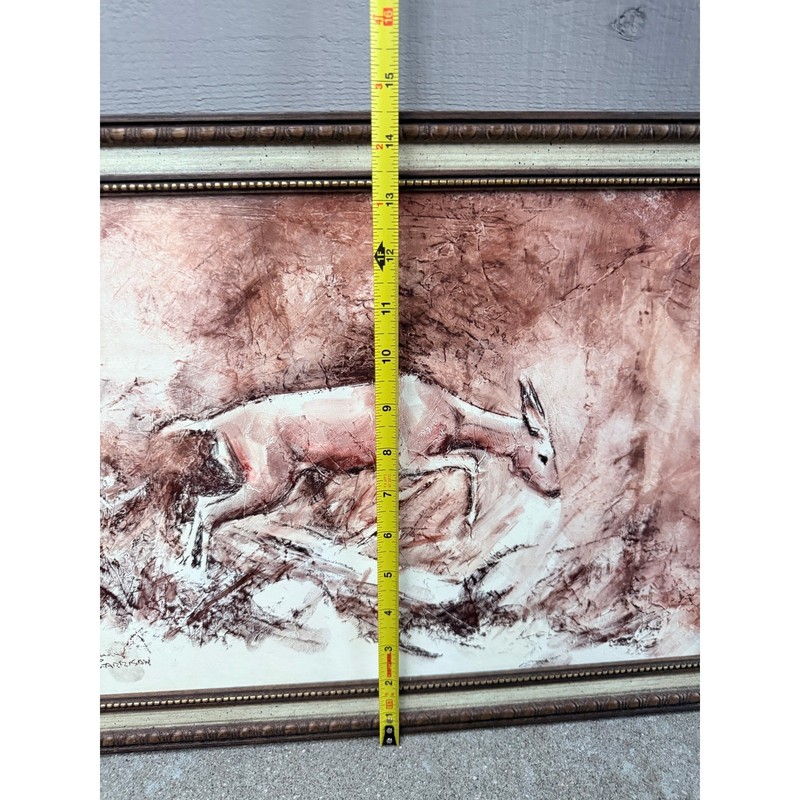 Original Signed David E Garrison Deer Wildlife Conte Crayon Framed Artwork gallery