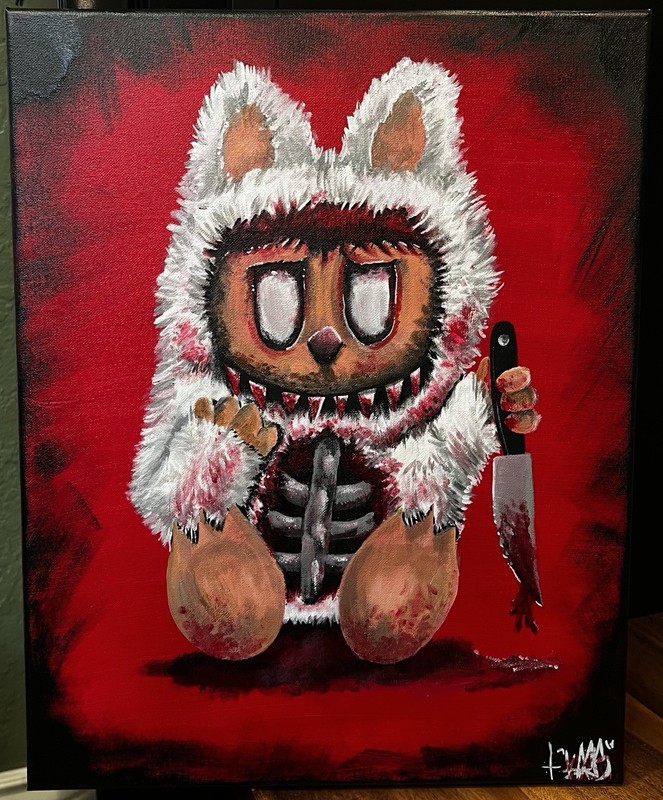 Signed Horror Cartoon & Skull Painting - Contemporary Illustration Art gallery