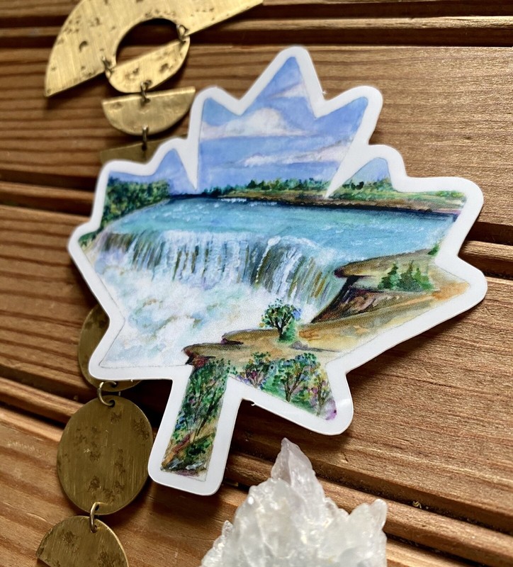 Canada Maple Leaf Niagra Falls Sticker Artwork Decal Gift Map Travel Landscape gallery