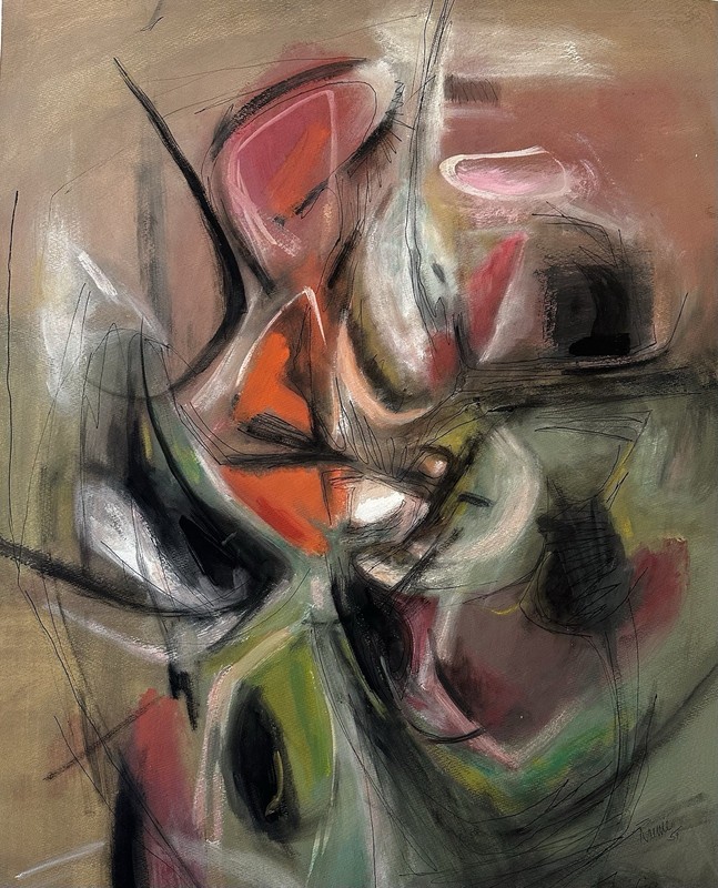 Ruth Rainie (1922-2004), “Woman Trying On Hats 1”, Gouache And Ink, 1954