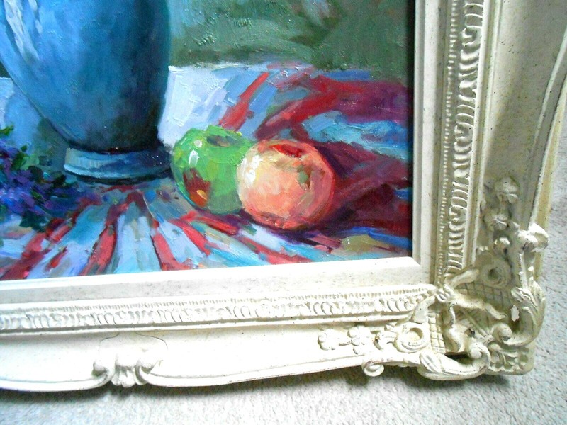 KINSETTS Fine Art Original Painting ROSES Canvas Mid Century 32 x 27 gallery