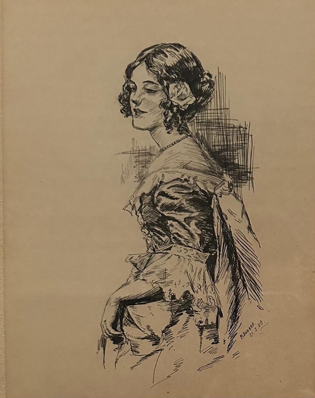 Portrait of a young Lady (early 20th cent.), signed M. Dogard 21.2.20, etching gallery