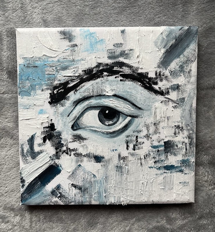 Eye painting Oil on canvas , Modern Home Decor 8x8in (20x20cm)