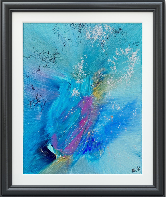 Abstract Blue Smooth Canvas Palette Knife Mixed Media Art Painting 11×14 OOAK