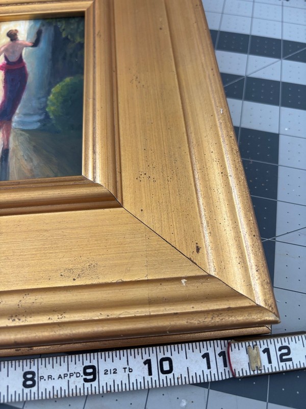 Woman in Red- Original Nocturne Painting, Gold Frame, Classic Glamour Collection gallery