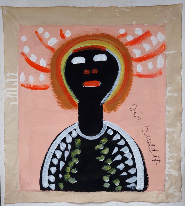 Jimmy Lee Sudduth Signed Outsider Painting on Canvas African American Folk Art gallery