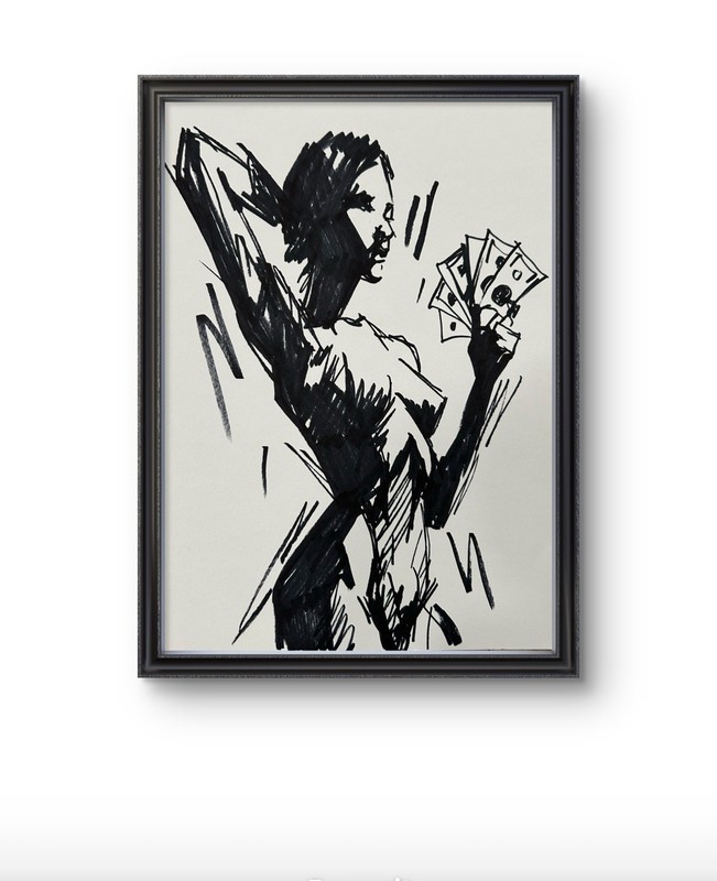 Original Abstract Female Figure Painting 9×12 paper Modern Wall Art Home Decor