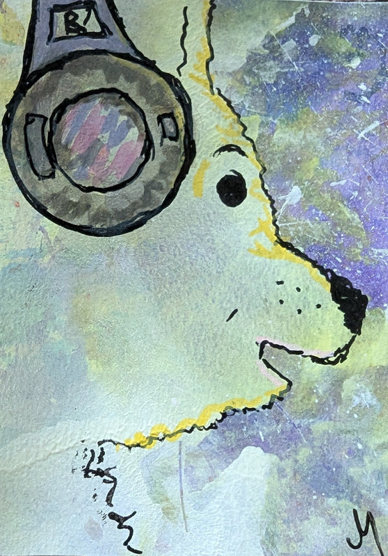 ACEO Cat Painting Original Kitten Music Contemporary Folk Art By Josh Merritt