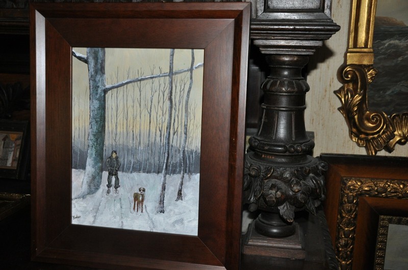 wonderful walking the dog in the Snow Oil Painting gallery