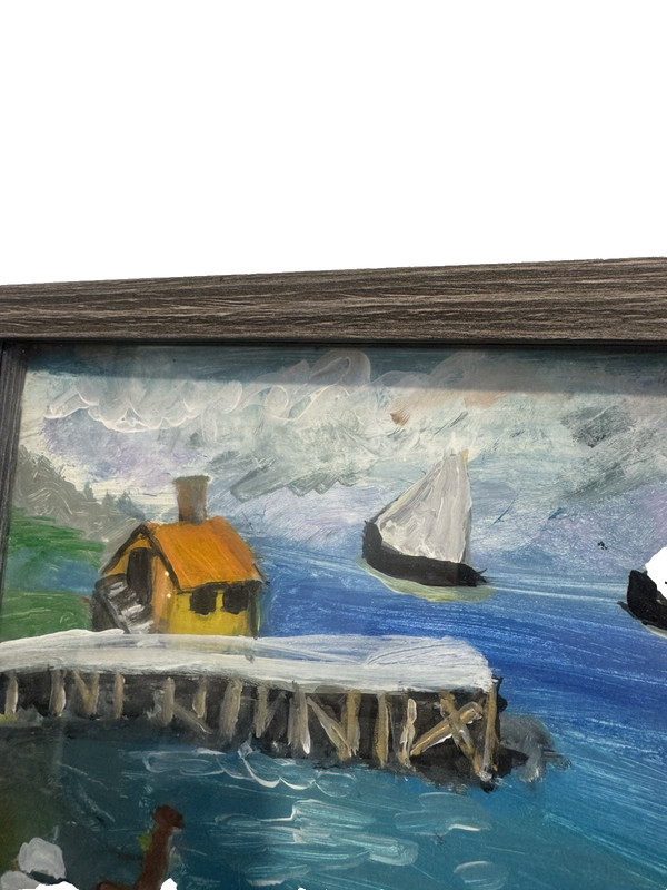 Original quality vintage art EXPRESSIONIST ART DECO "Painter by the sea" FRMD gallery
