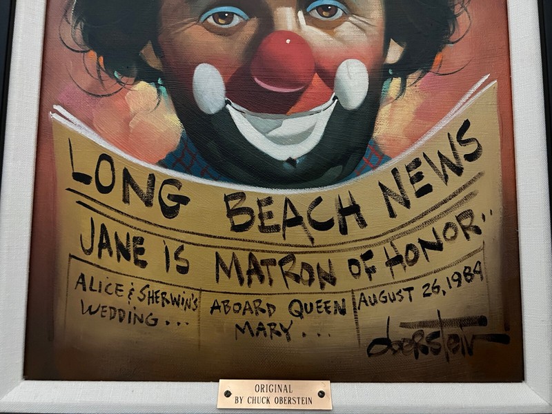 Chuck Oberstein Original Clown Oil Painting Signed Framed Long Beach California gallery