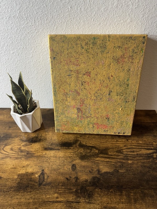 Original Abstract Texture Gold Painting 10”x12” Thick Canvas Signed 2024 Modern gallery