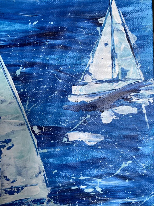 Sailing Boats,paintings on canvas Panel original 8/10, Abstract Seascape gallery