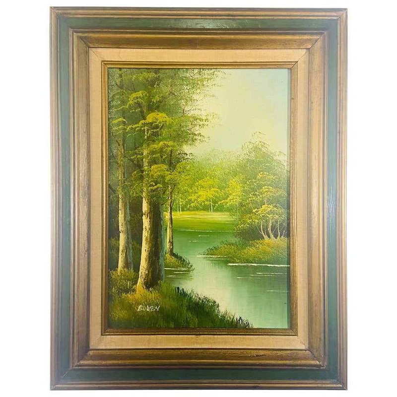 Landscape Oil on Canvas Framed Painting Signed Artist Bowen