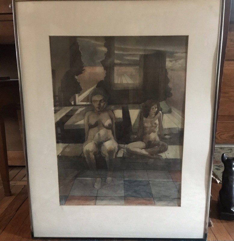 20th CENTURY PAINTING – TWO NUDE FEMALES SIGNED: GEORGE D.WOEHRL 1926-2002