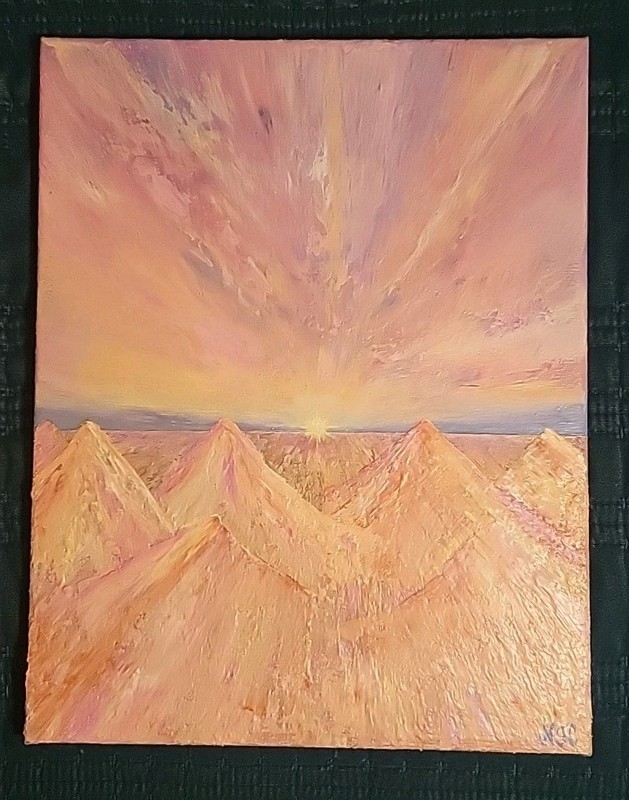 Original Hand Painted Arcrylic On Canvas 11″×14″ Matte Art Cotton Candy Sunset