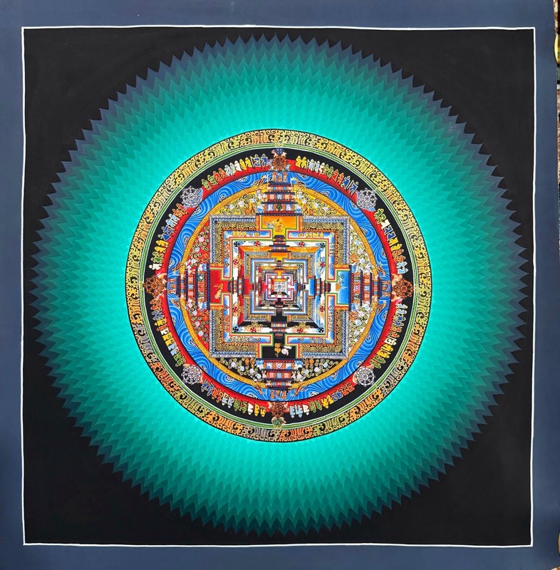 Master Quality Rainbow Kalachakra Mandala, HH Dalai Lama, Fine Him