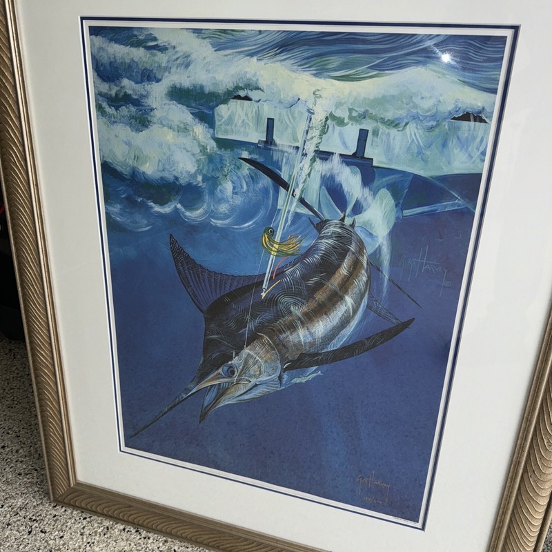 Guy Harvey Signed “Hooked” Wonderfully Framed Lithograph #138/200 gallery