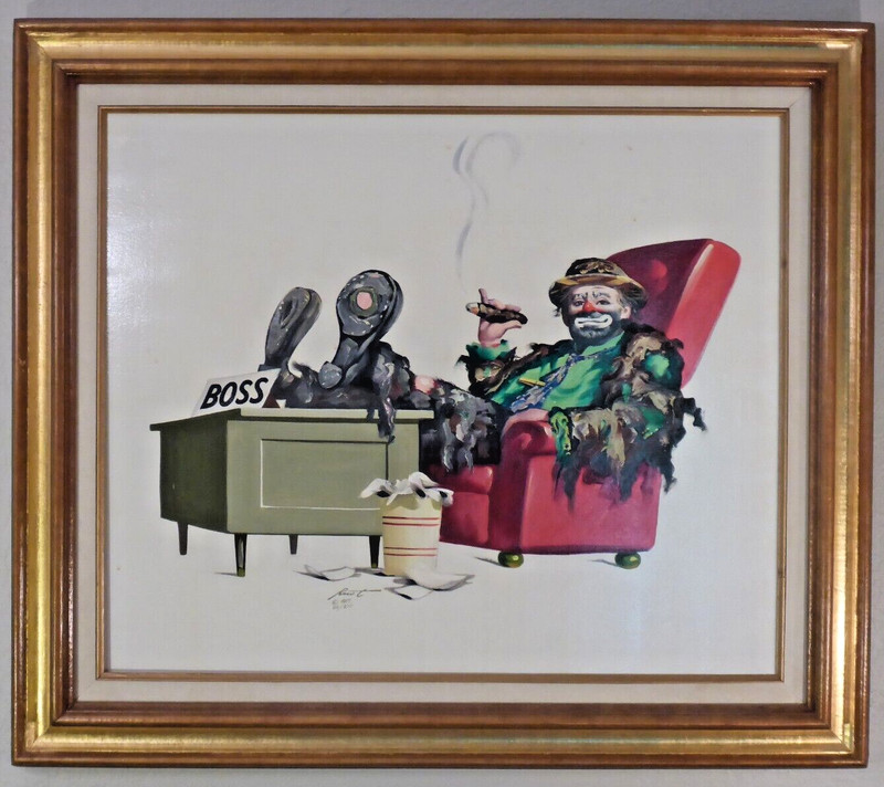 Donald «RUSTY» Rust Signed Original Oil Emmett Kelly «The Boss» 1985 26/250