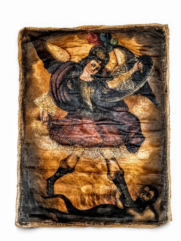 Archangel Saint Michael – Painting on Canvas Cusco School of Art Original