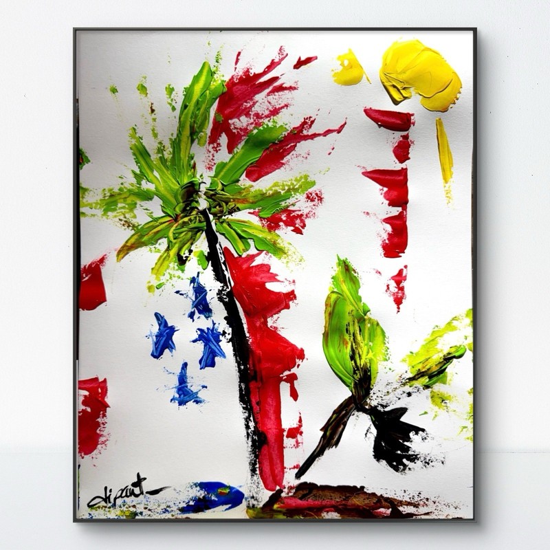 Palm Tree Abstract 11×14 Paper Original Artwork Fine Art Expressionist Design