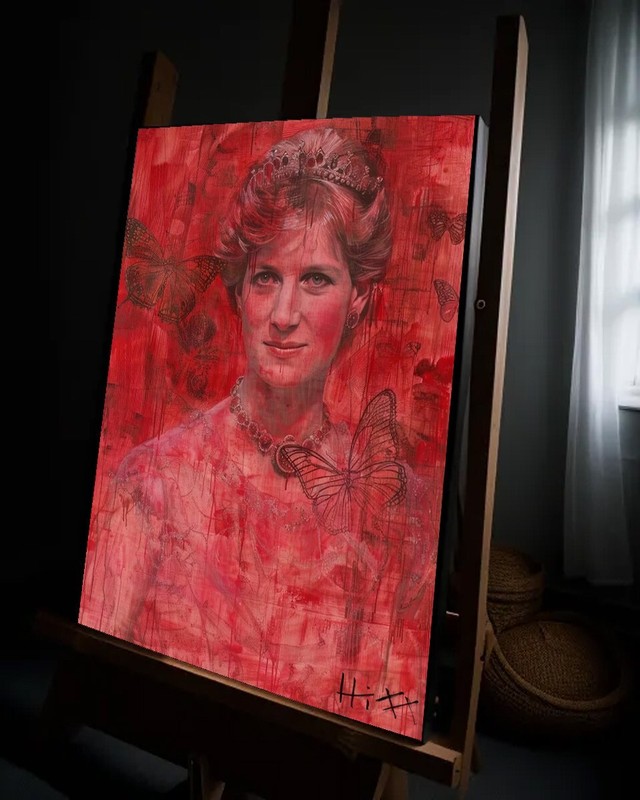 Princess Diana Royal Portrait HITT Painting w/COA – Framed Canvas 40X30cm King
