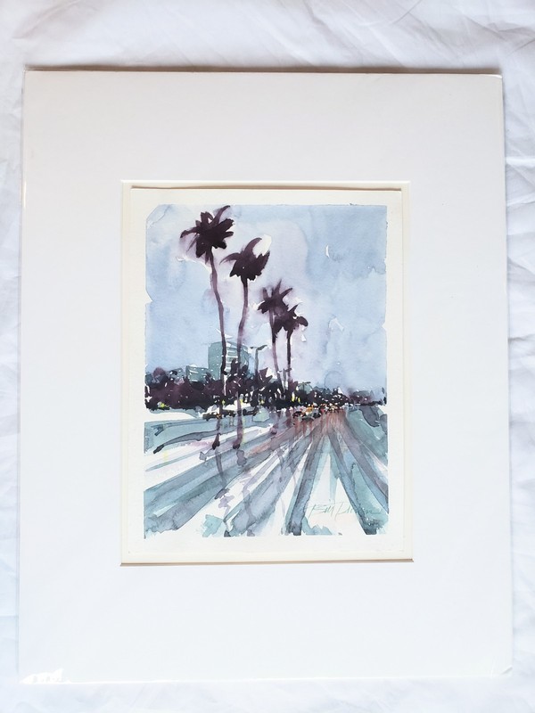 William Bill Dunn Watercolor Stormy Night San Diego Art Picture Scene gallery